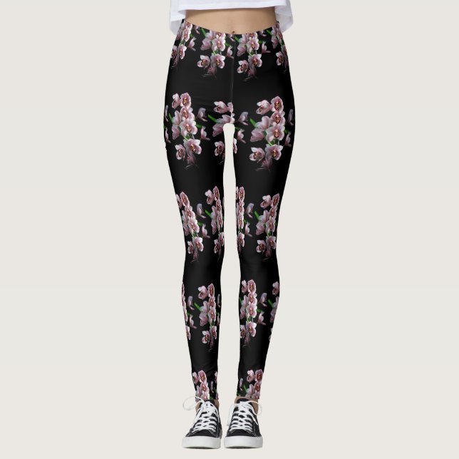 Orchid Insanity on black Leggings (Front)