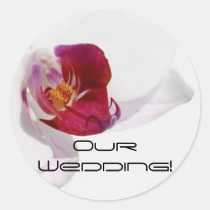 Orchid Invitation Sticker_Our Wedding! Classic Round Sticker