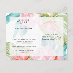 Orchid Isle, Orange Palm RSVP w/Meal Choice Invitation Postcard