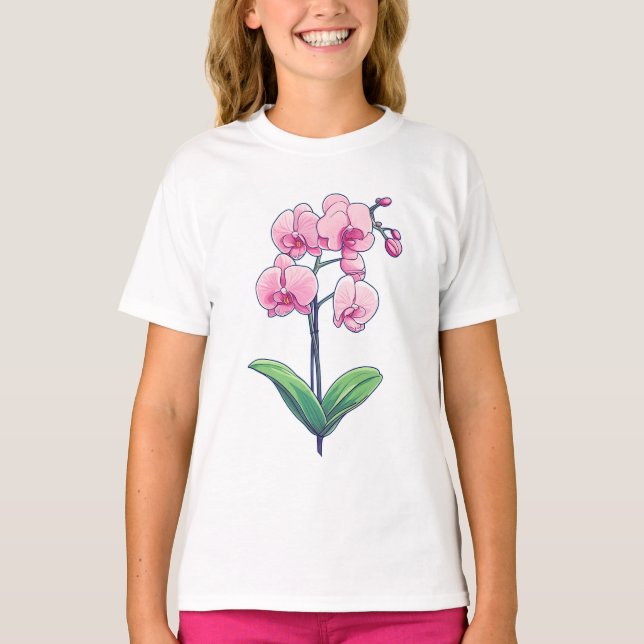 Orchid Kawaii Art T-Shirt (Front)