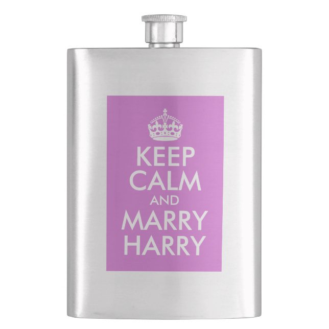 Orchid Keep Calm and Marry Harry Hip Flask (Front)