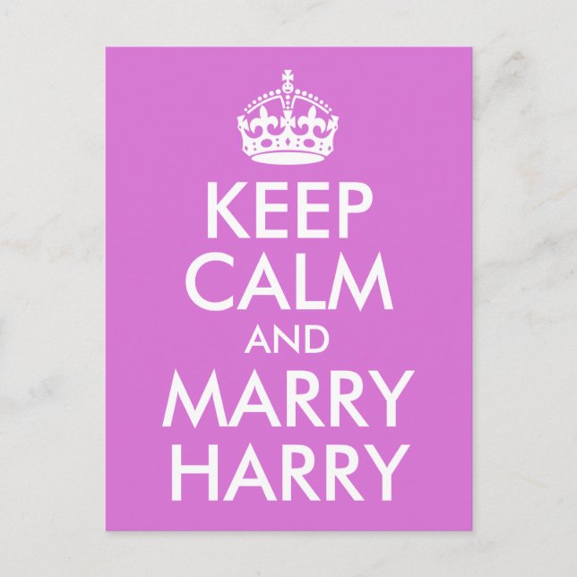Orchid Keep Calm and Marry Harry Postcard (Front)