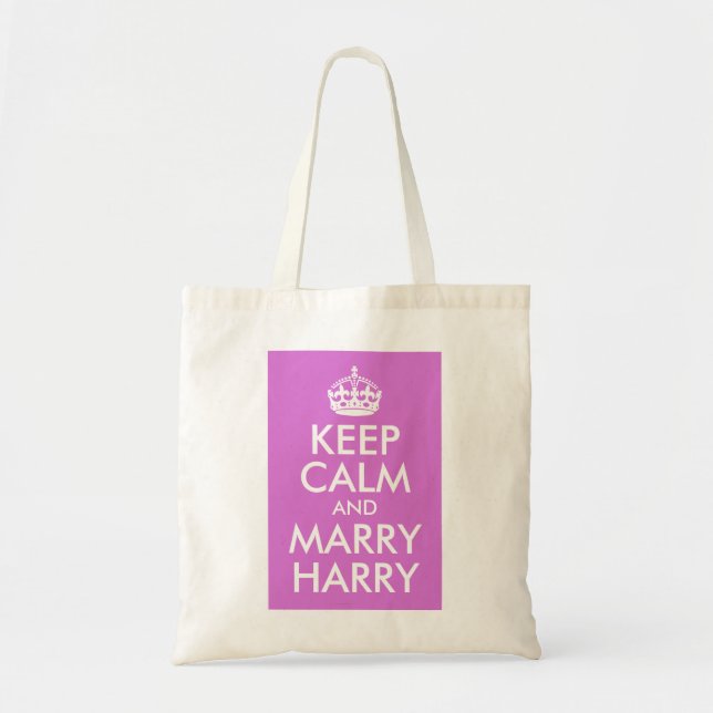 Orchid Keep Calm and Marry Harry Tote Bag (Front)