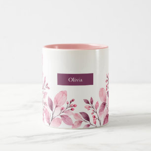 Orchid Leaf Personalised Two-Tone Coffee Mug
