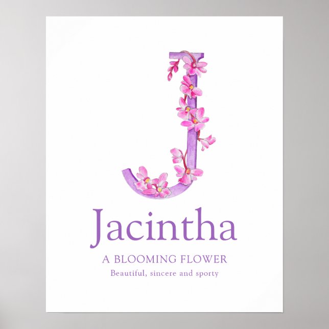 Orchid Letter J Jacintha custom name meaning Poster (Front)