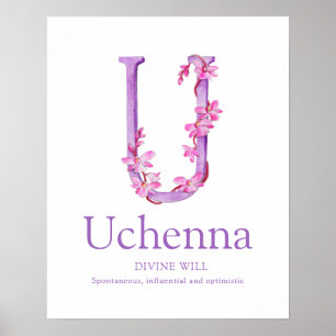 Orchid Letter U Uchenna custom name meaning Poster