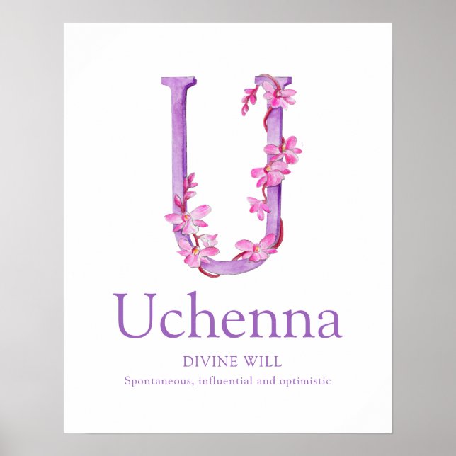Orchid Letter U Uchenna custom name meaning Poster (Front)