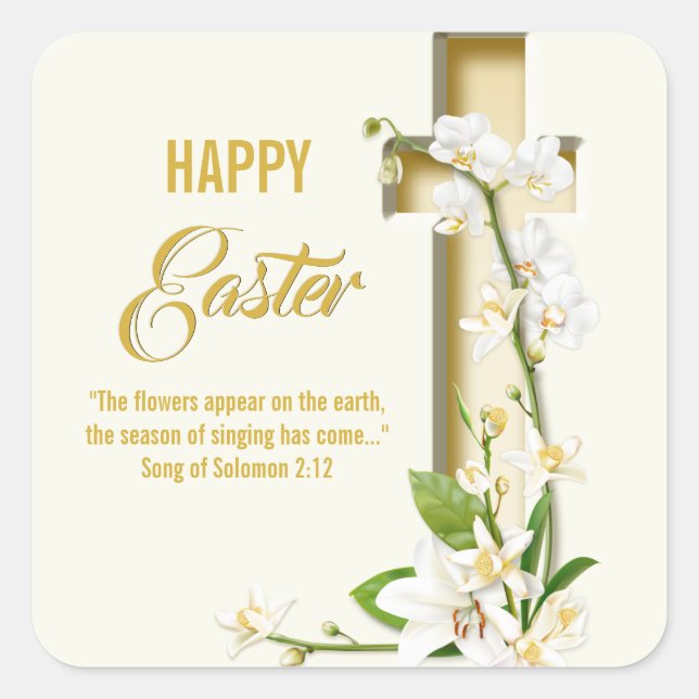 Orchid Lily Spring Easter Square Sticker (Front)