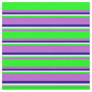 Orchid, Lime, Beige & Blue Stripes Fabric