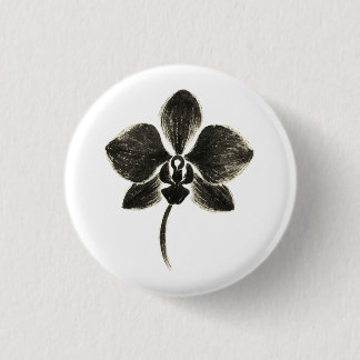 Orchid Line Drawing – Ink Floral Design on 3 Cm Round Badge