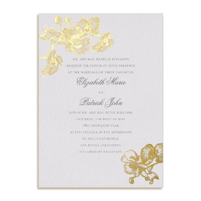 Orchid Love Ivory Formal Classic Heirloom Wedding (orchid wedding invitation formal modern classic traditional black tie heirloom 4 ivory)