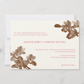Orchid lover pink ecru modern garden chic wedding invitation