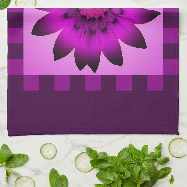 Orchid Magenta Daisy Flower #2 Kitchen Towel (Folded)