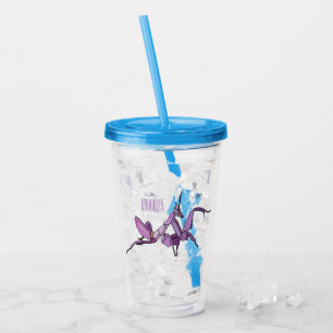 Orchid mantis cartoon illustration acrylic tumbler