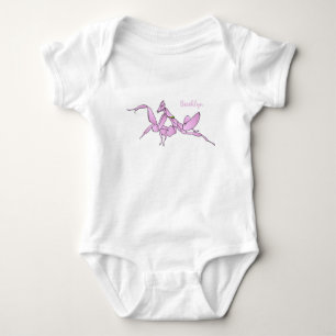 Orchid mantis cartoon illustration baby bodysuit