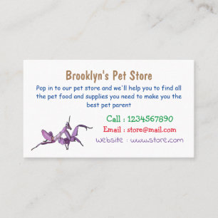 Orchid mantis cartoon illustration business card