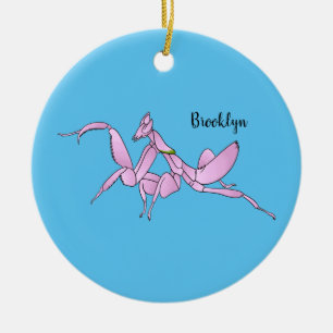 Orchid mantis cartoon illustration ceramic tree decoration
