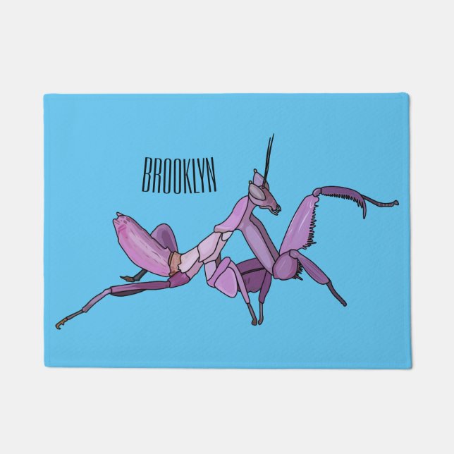 Orchid mantis cartoon illustration doormat (Front)