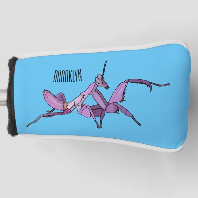 Orchid mantis cartoon illustration golf head cover (Front)