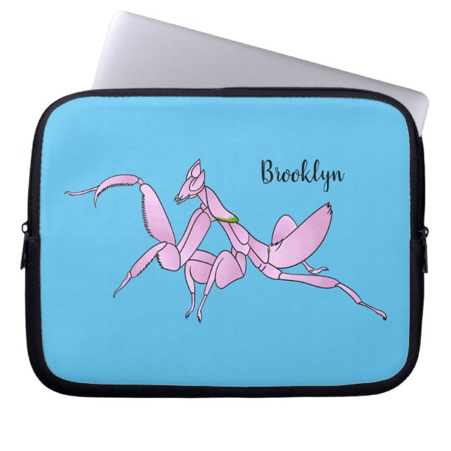 Orchid mantis cartoon illustration  laptop sleeve (Front)