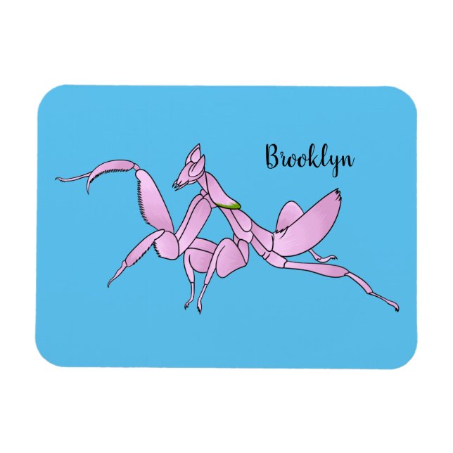 Orchid mantis cartoon illustration  magnet (Horizontal)