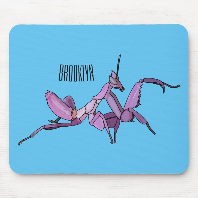 Orchid mantis cartoon illustration mouse pad (Front)