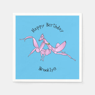 Orchid mantis cartoon illustration napkin