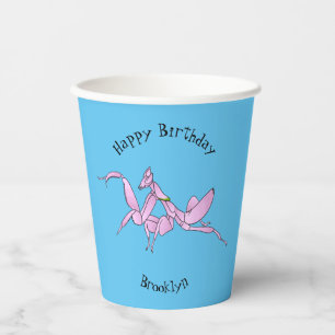 Orchid mantis cartoon illustration paper cups