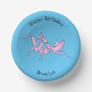 Orchid mantis cartoon illustration paper plate