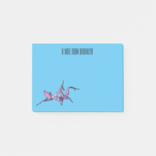 Orchid mantis cartoon illustration post-it notes
