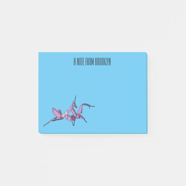 Orchid mantis cartoon illustration post-it notes (Front)