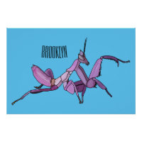 Orchid mantis cartoon illustration