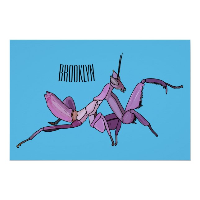 Orchid mantis cartoon illustration poster (Front)