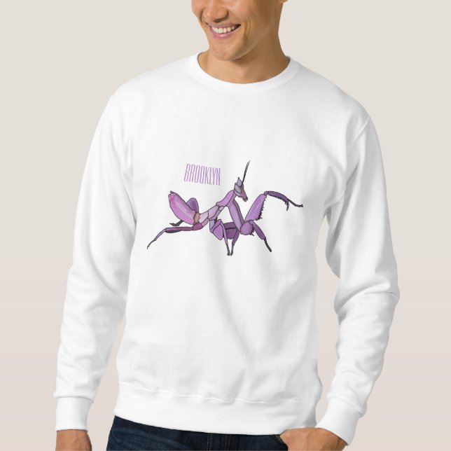 Orchid mantis cartoon illustration sweatshirt (Front)