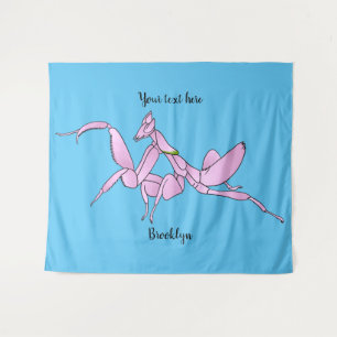 Orchid mantis cartoon illustration tapestry