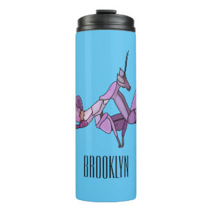 Orchid mantis cartoon illustration thermal tumbler