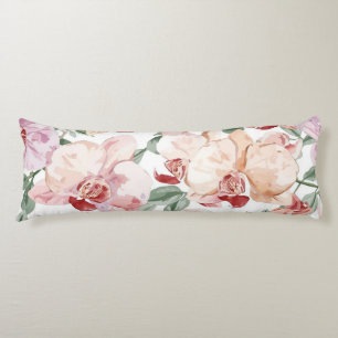 Orchid Meadow Watercolor Floral Blushing Botanical Body Cushion