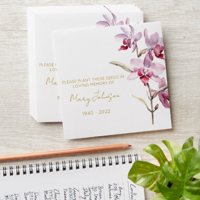 Orchid Memorial Funeral Seed Envelope (Stacked)