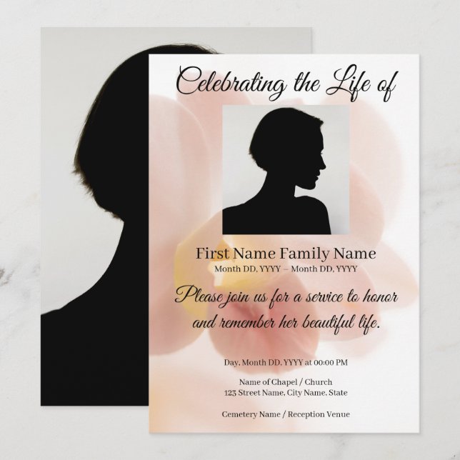 Orchid memorial invitation (Front/Back)