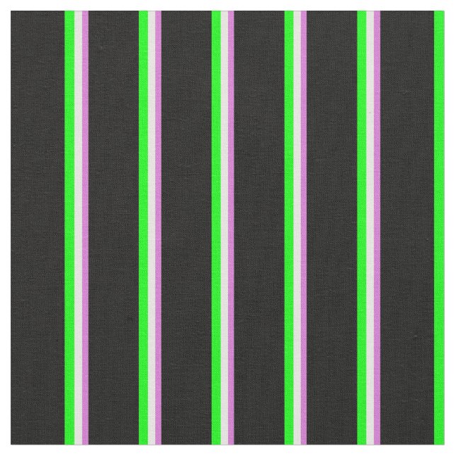 Orchid, Mint Cream, Lime & Black Coloured Lines Fabric (Close Up)