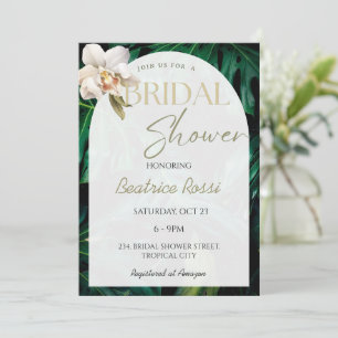 Orchid Monstera Tropical Bridal Shower Invitation