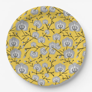 Orchid mustard pattern paper plate