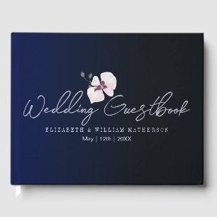 Orchid navy blue Minimalist blue wedding Guestbook