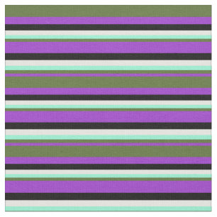 Orchid, Olive Green, Aquamarine, Mint Cream, Black Fabric