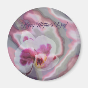 Orchid on abstract background with custom text magnet