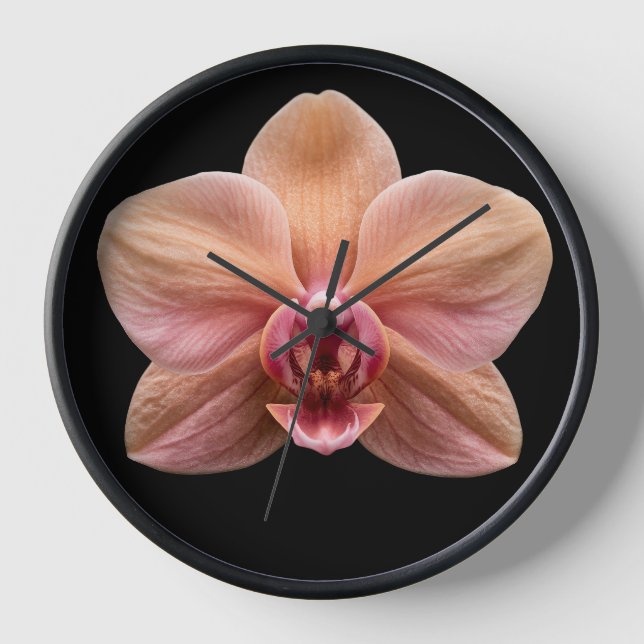 Orchid on Black Background Clock (Front)