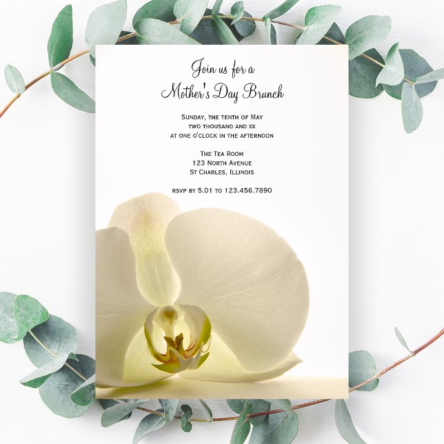 Orchid on White Mother's Day Brunch Invitation (Creator Uploaded)