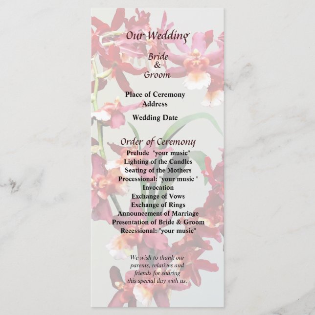 Orchid Oncostele Hilo Firecracker New Year Program Programme (Front)