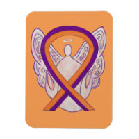 Orchid & Orange Awareness Ribbon Angel Art Magnets