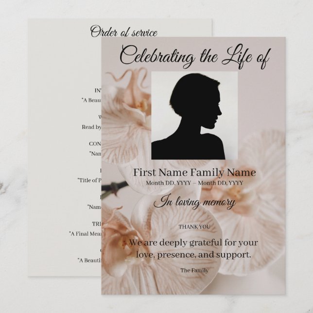Orchid order of service invitation (Front/Back)